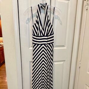 V-Neck, Halter, Chevron, Maxi Dress, Size Small, Banana Republic